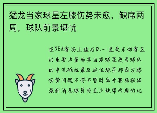 猛龙当家球星左膝伤势未愈，缺席两周，球队前景堪忧